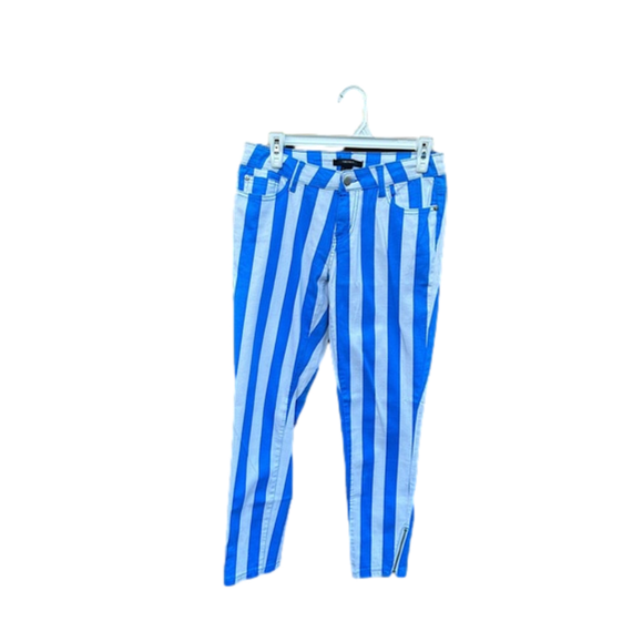 NWOT-Forever 21 blue & white striped jeans w/ankle zippers 💙🤍💙 - Picture 2 of 7